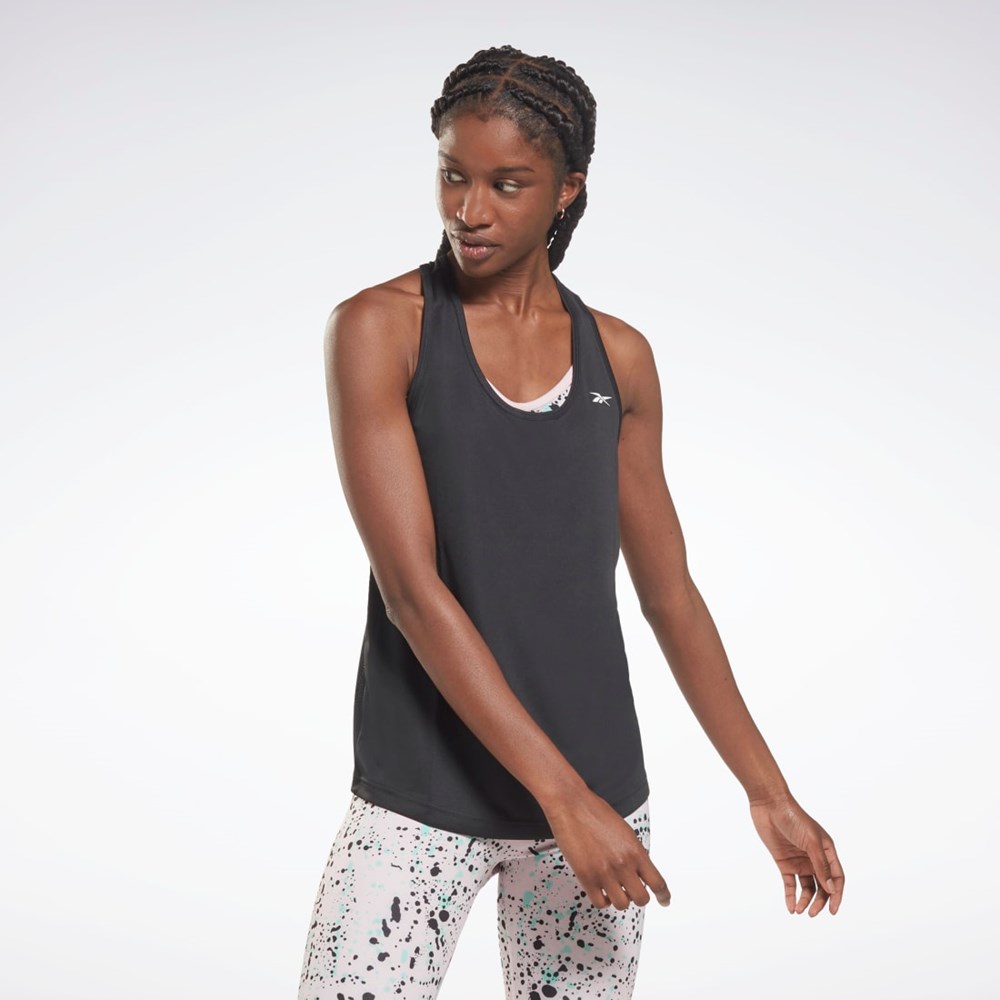 Night Black Reebok Mesh Back Tank Top | GR9520