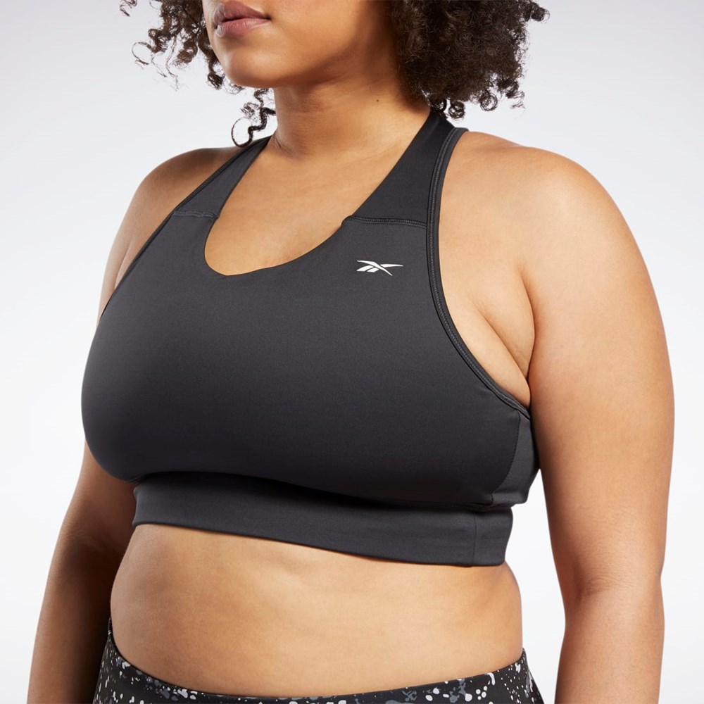 Night Black Reebok Running Essentials Sports Bra (Plus Size) | GR9283