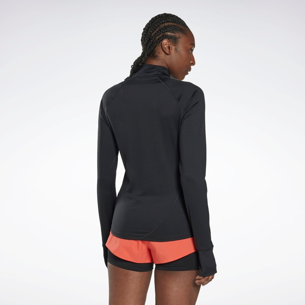 Night Black Reebok Running Quarter-Zip Sweatshirt | HI6934