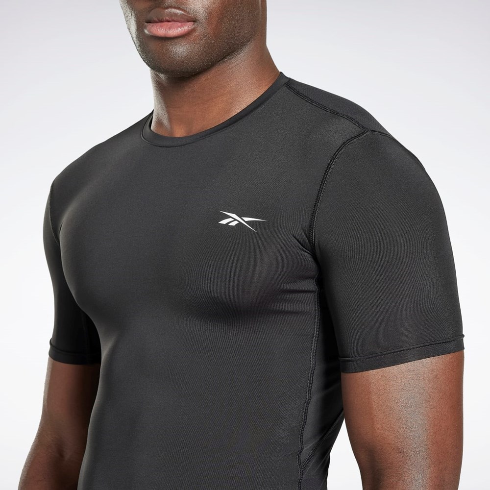 Night Black Reebok Workout Ready Compression T-Shirt | HG6378