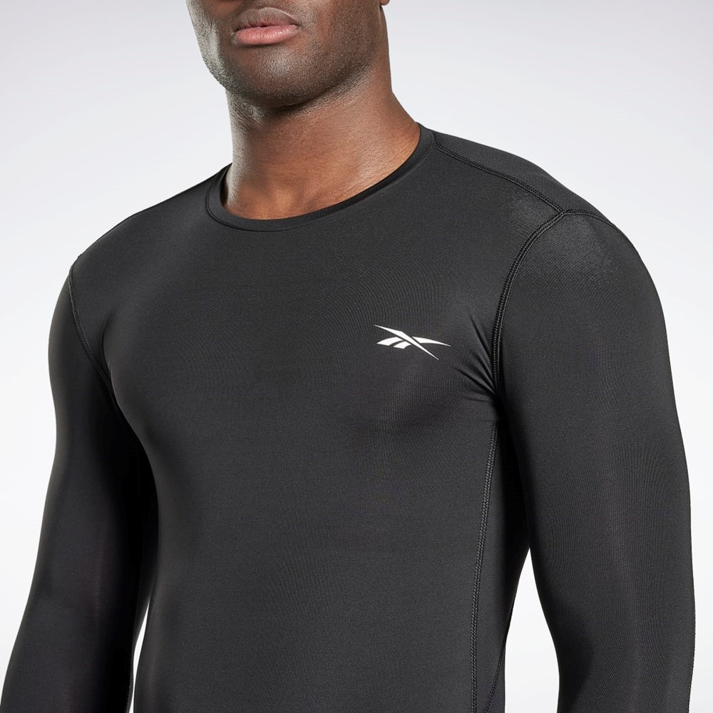 Night Black Reebok Workout Ready Compression Long Sleeve Shirt | HG6379