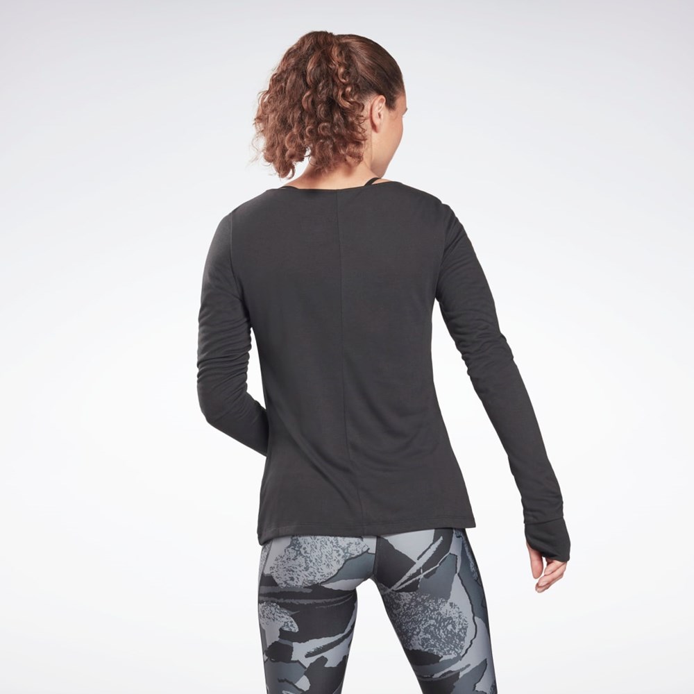 Night Black Reebok Workout Ready Supremium Long Sleeve T-Shirt | H65619