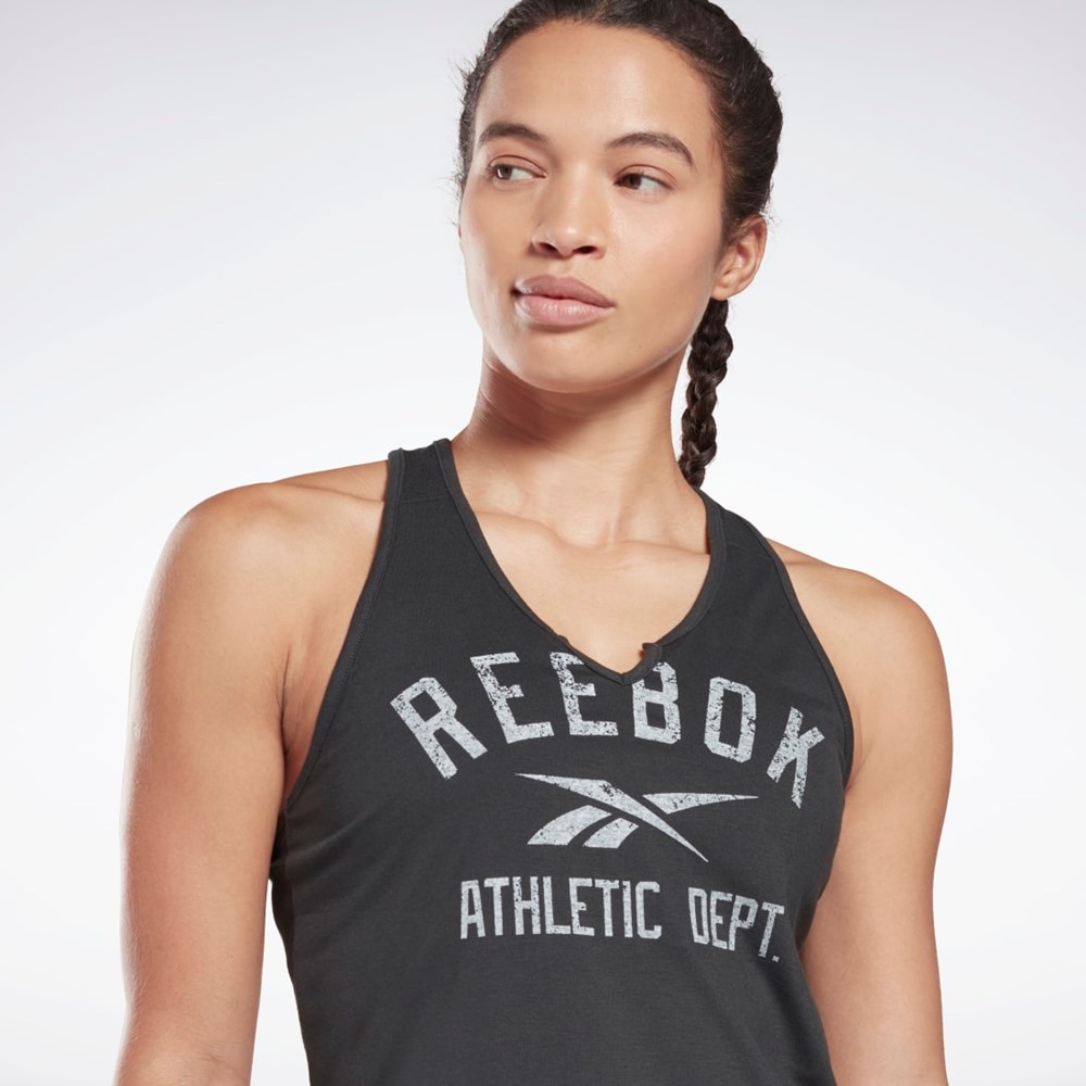 Night Black Reebok Workout Ready Supremium Big Logo Tank Top | HB1050