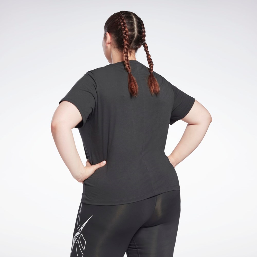 Night Black Reebok Workout Ready Supremium T-Shirt (Plus Size) | HB6395