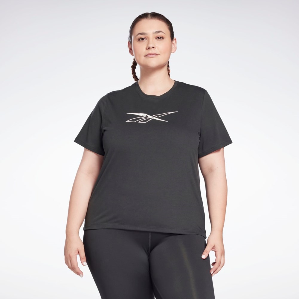 Night Black Reebok Workout Ready Supremium T-Shirt (Plus Size) | HB6395