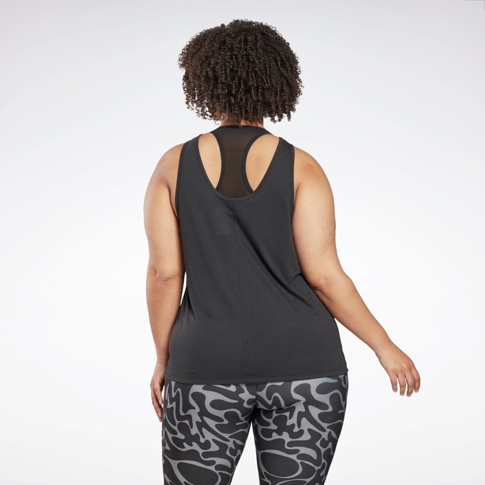 Night Black Reebok Workout Ready Supremium Graphic Tank Top (Plus Size) | HN4358