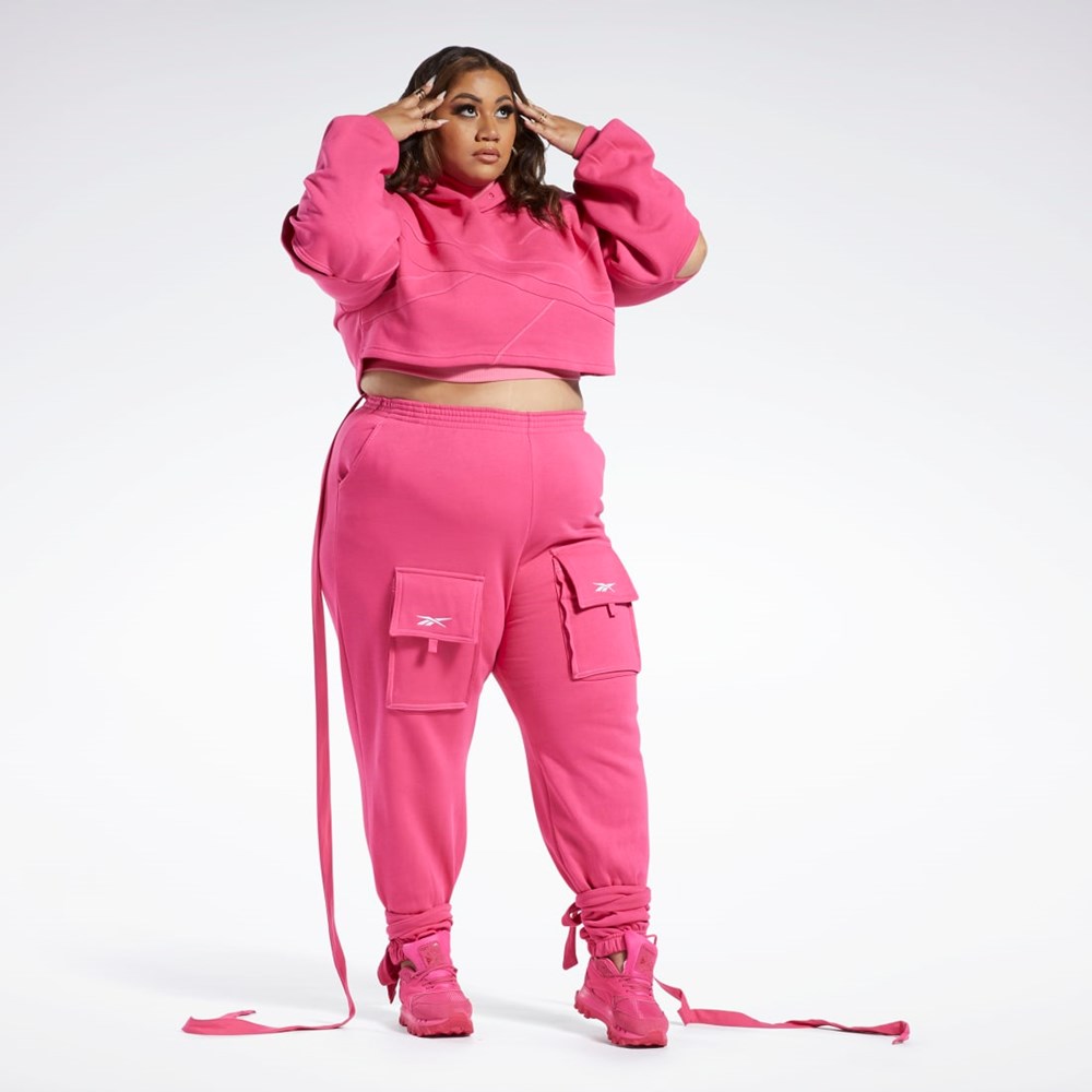 Pink Fusion / Pink Fusion Reebok Cardi B Knit Hoodie (Plus Size) | HS4306