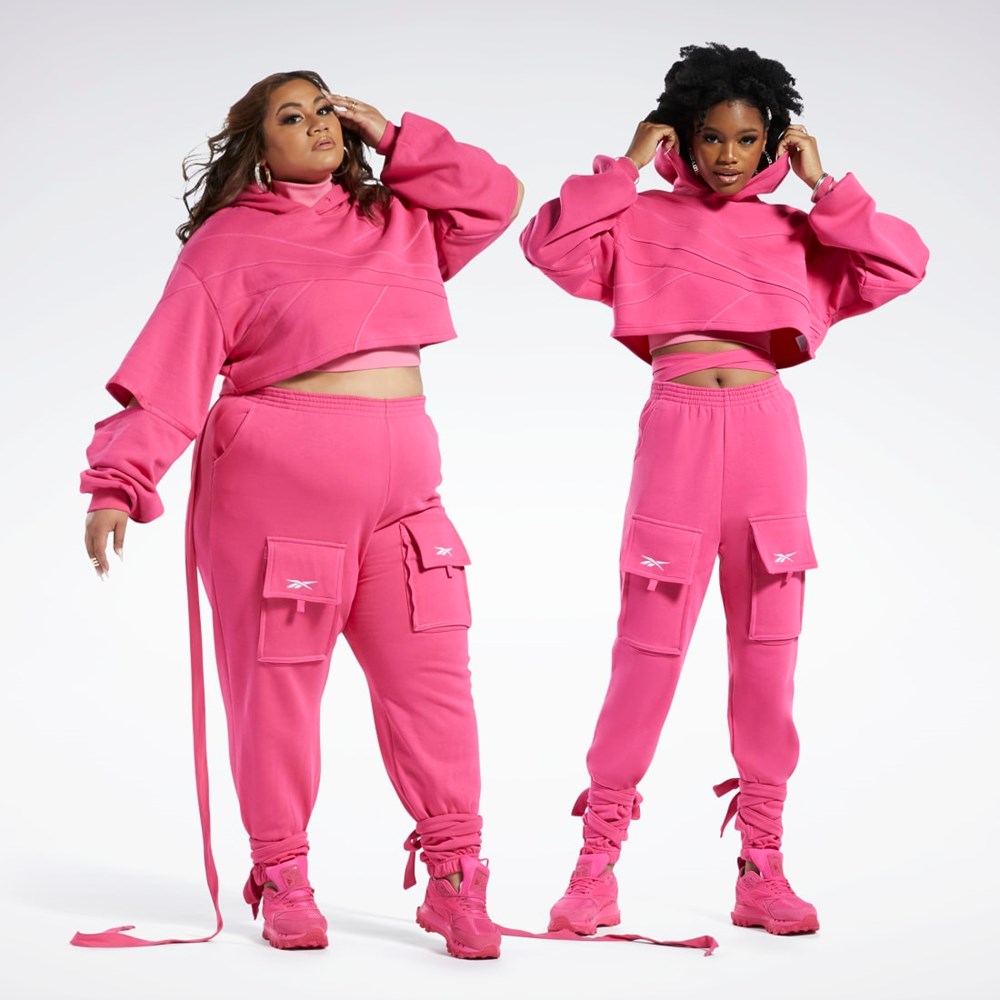 Pink Fusion / Pink Fusion Reebok Cardi B Knit Hoodie (Plus Size) | HS4306