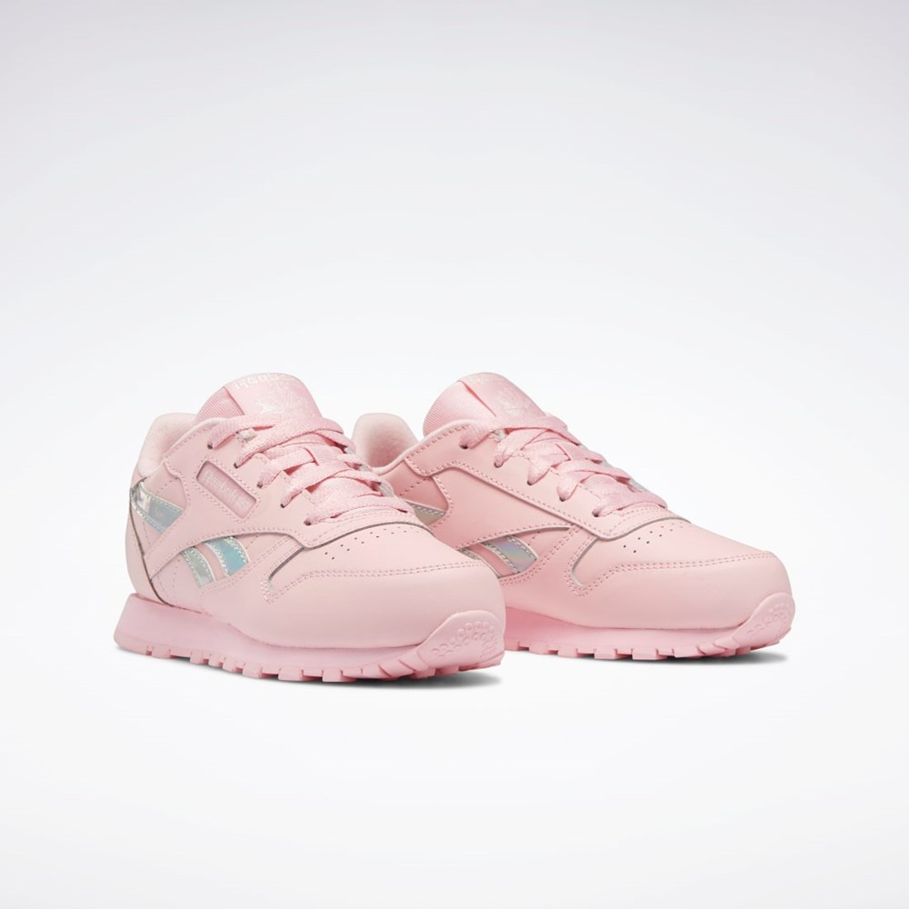 Pink Glow / Pink Glow / Pink Glow Reebok Classic Leather Shoes - Preschool | HQ3904