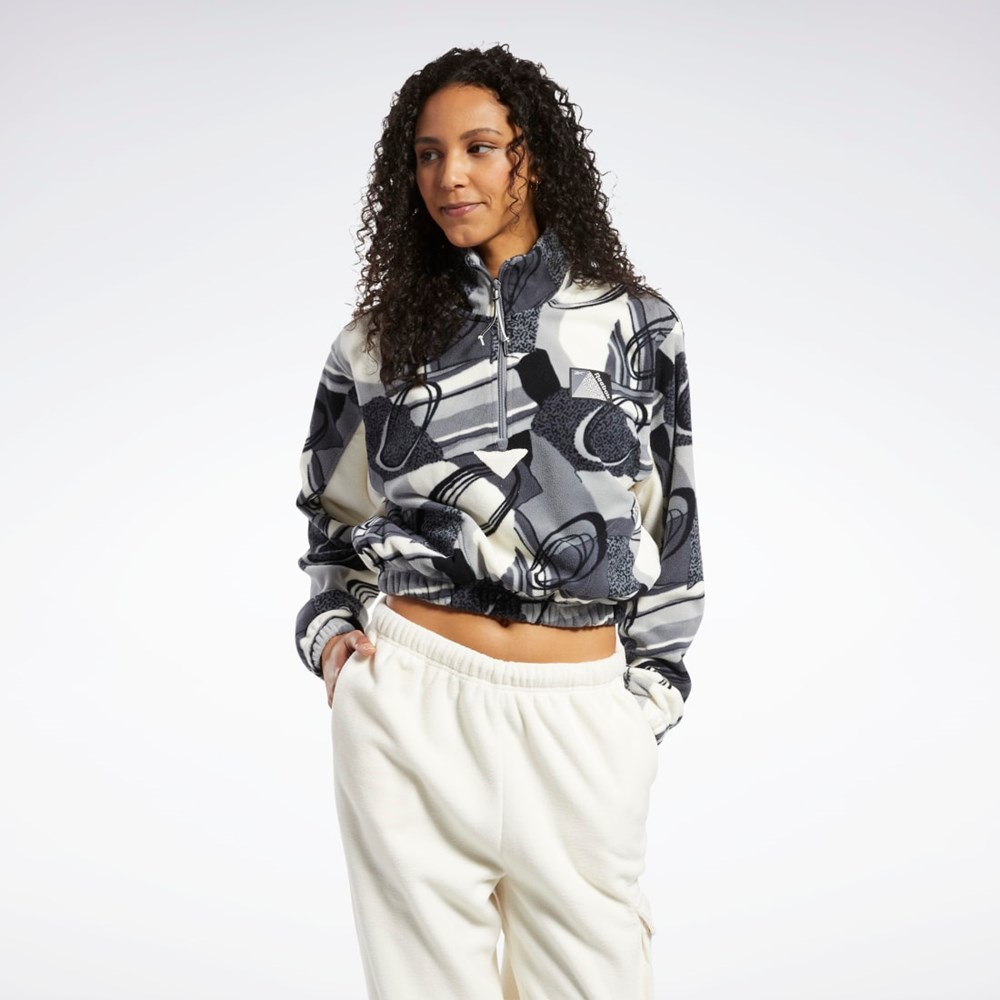 Pure Grey 5 Reebok Classics Winter Print Half-Zip Sweatshirt | HH7287