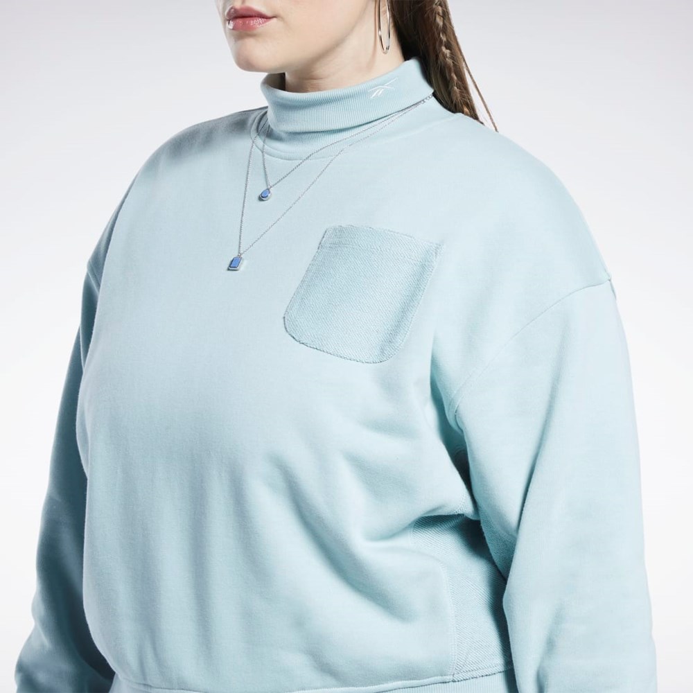 Seaside Grey Reebok Classics Cotton French Terry Sweatshirt (Plus Size) | HN4346