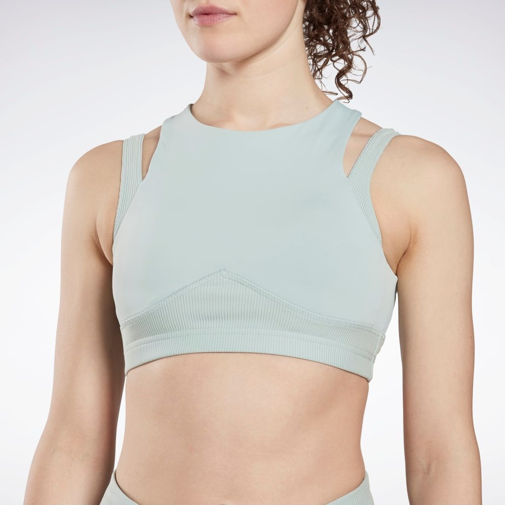 Seaside Grey Reebok Studio Layered Bra Top | HN9488