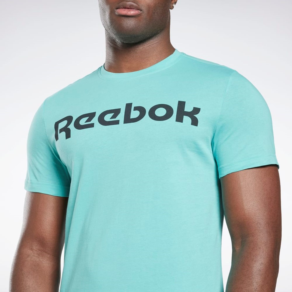 Semi Classic Teal Reebok Graphic Series Linear Logo Tee | HI6288