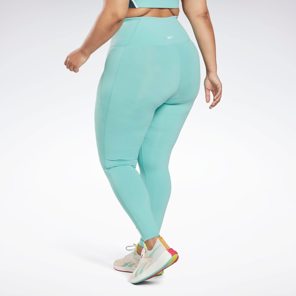 Semi Classic Teal Reebok Lux High-Waisted Tights (Plus Size) | HM3262