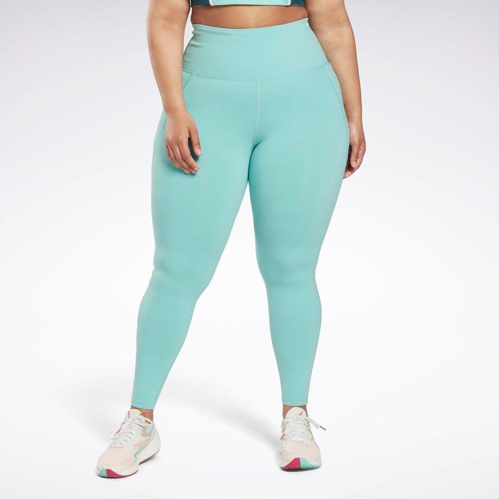 Semi Classic Teal Reebok Lux High-Waisted Tights (Plus Size) | HM3262