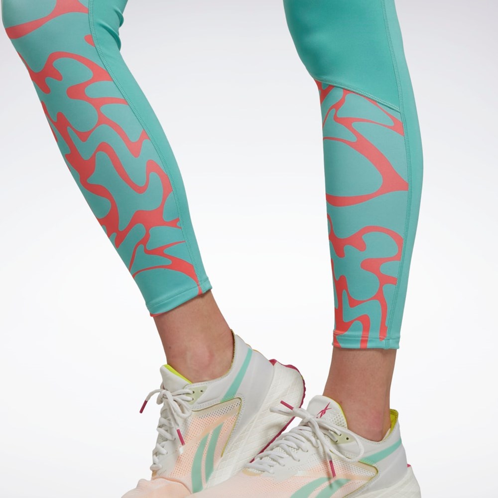 Semi Classic Teal Reebok Running Printed Leggings | HK4759