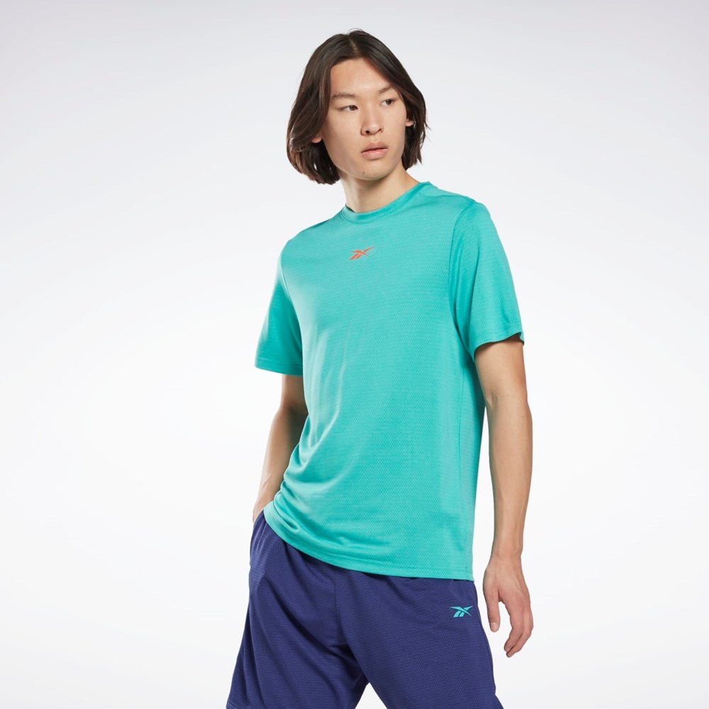 Semi Classic Teal Reebok Workout Ready Mélange T-Shirt | HI0683