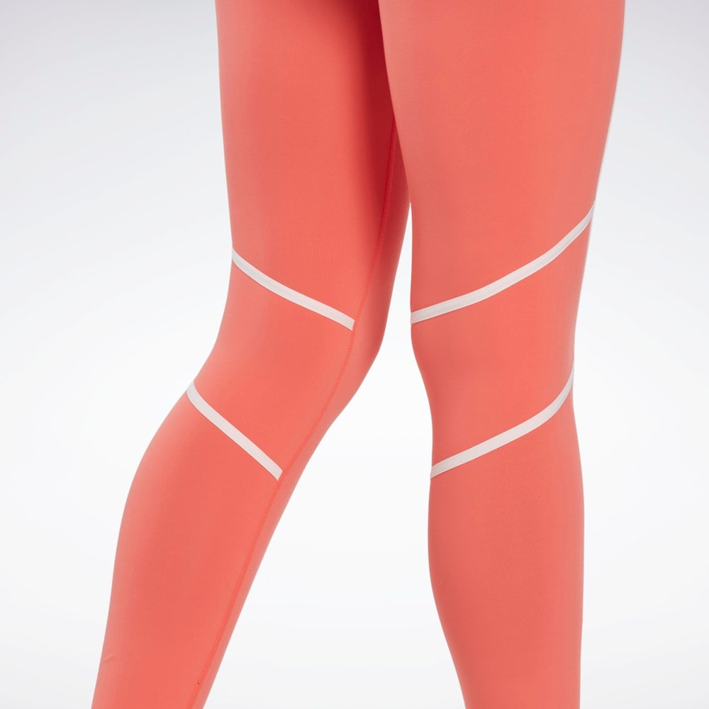 Semi Orange Flare Reebok Lux High-Waisted Colorblock Tights | HK4787