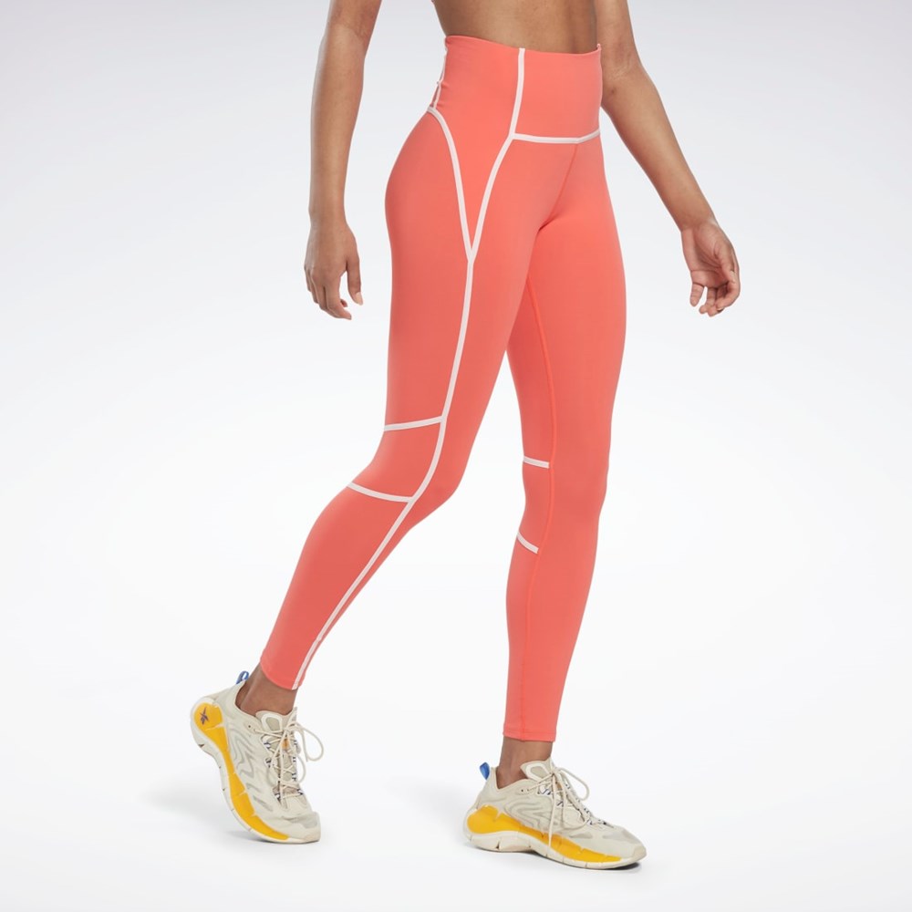 Semi Orange Flare Reebok Lux High-Waisted Colorblock Tights | HK4787