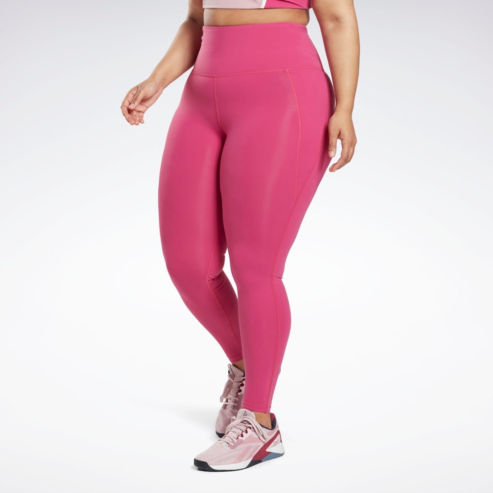 Semi Proud Pink Reebok Lux High-Waisted Tights (Plus Size) | HL4355