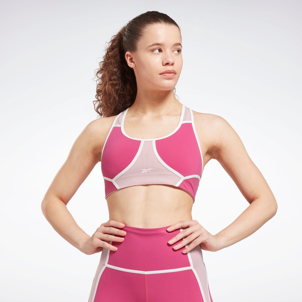 Semi Proud Pink Reebok Lux Racer Padded Colorblocked Bra | HI4018