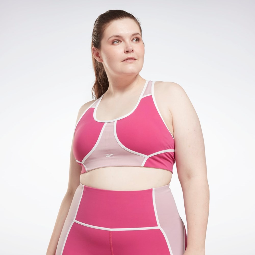 Semi Proud Pink Reebok Lux Racer Padded Colorblocked Bra (Plus Size) | HL4340