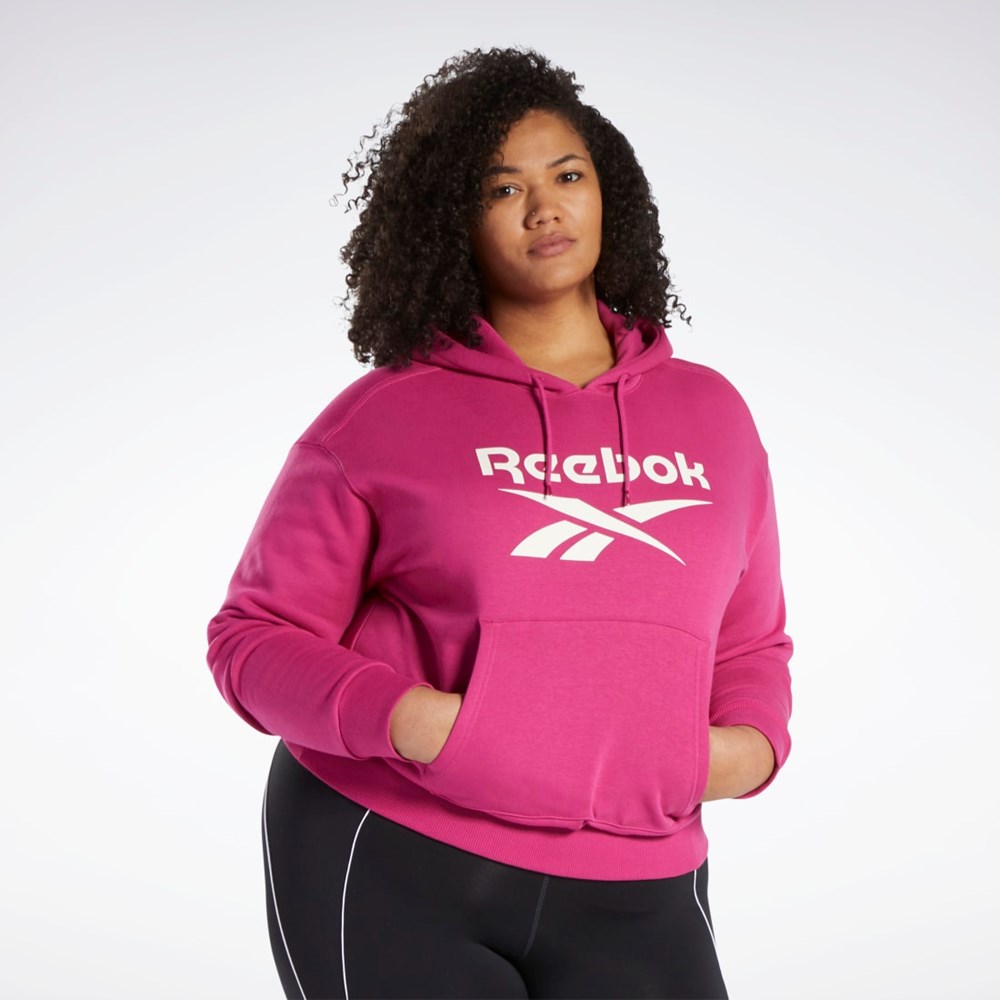 Semi Proud Pink Reebok Reebok Identity Logo Fleece Pullover Hoodie (Plus Size) | HS0048