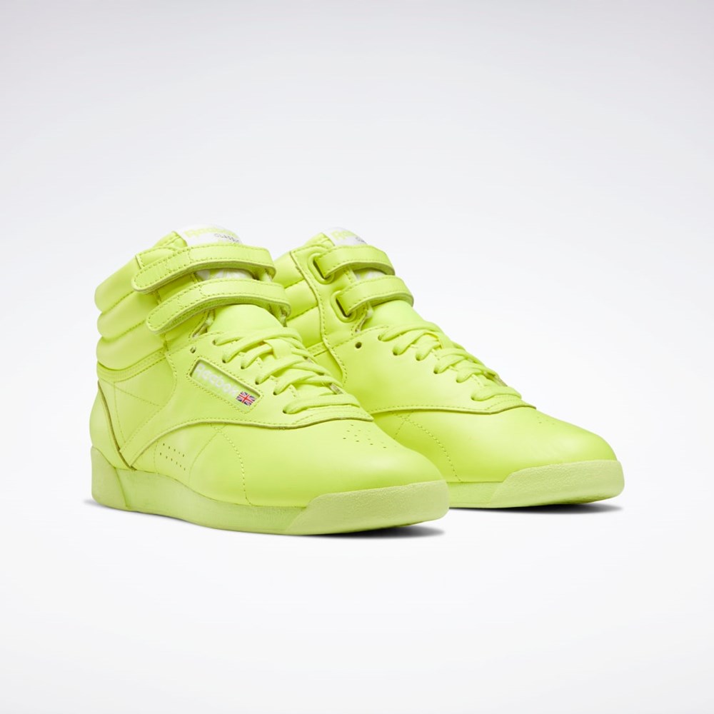 Solar Acid Yellow / Solar Acid Yellow / Ftwr White Reebok Freestyle Hi Shoes | GY4817