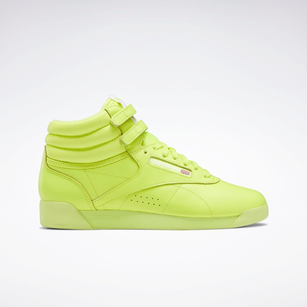 Solar Acid Yellow / Solar Acid Yellow / Ftwr White Reebok Freestyle Hi Shoes | GY4817