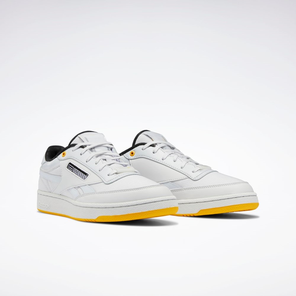 Spirit White / Silver Met. / Track Gold Reebok Jurassic World Club C Revenge Shoes | HQ6205