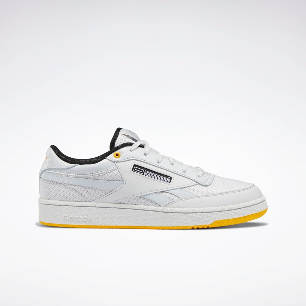 Spirit White / Silver Met. / Track Gold Reebok Jurassic World Club C Revenge Shoes | HQ6205