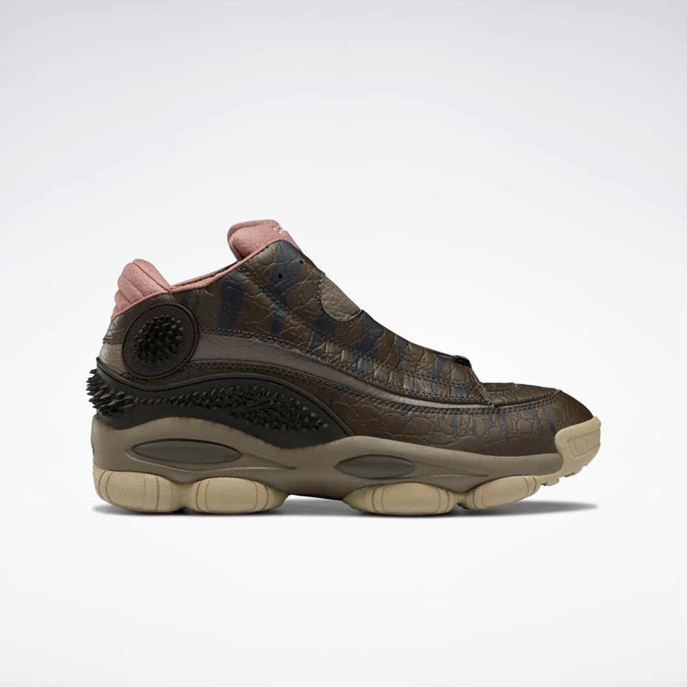 Stone / Cliff Stone / Parched Earth Reebok Jurassic World The Answer DMX Basketball Shoes | HQ6276