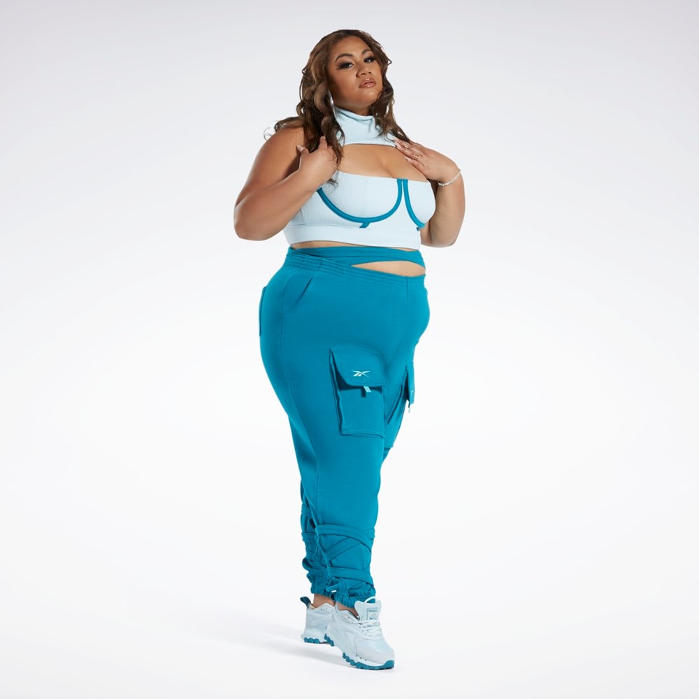 Whisper Blue / Seaport Teal Reebok Cardi B Crop Top (Plus Size) | HS4310