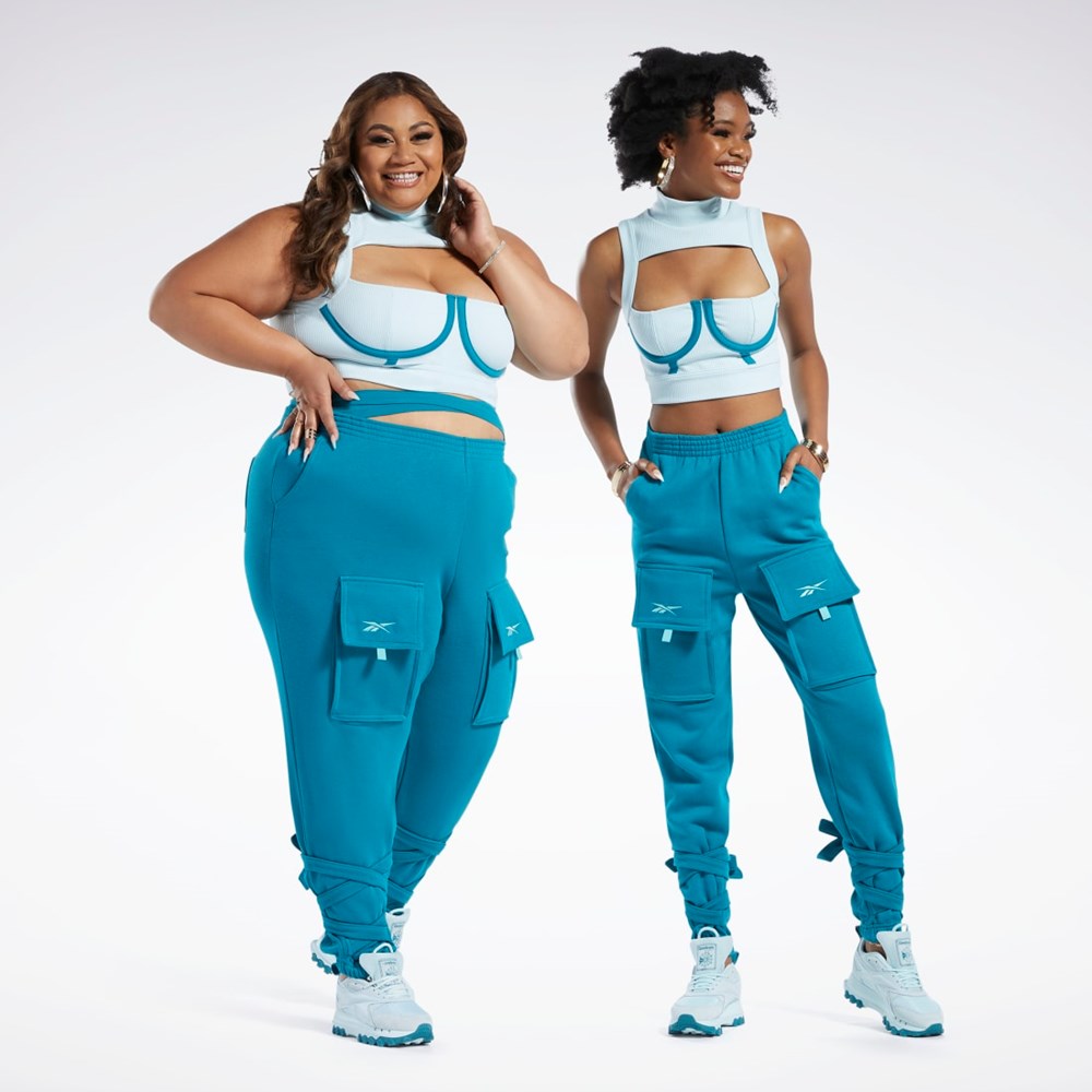 Whisper Blue / Seaport Teal Reebok Cardi B Crop Top (Plus Size) | HS4310