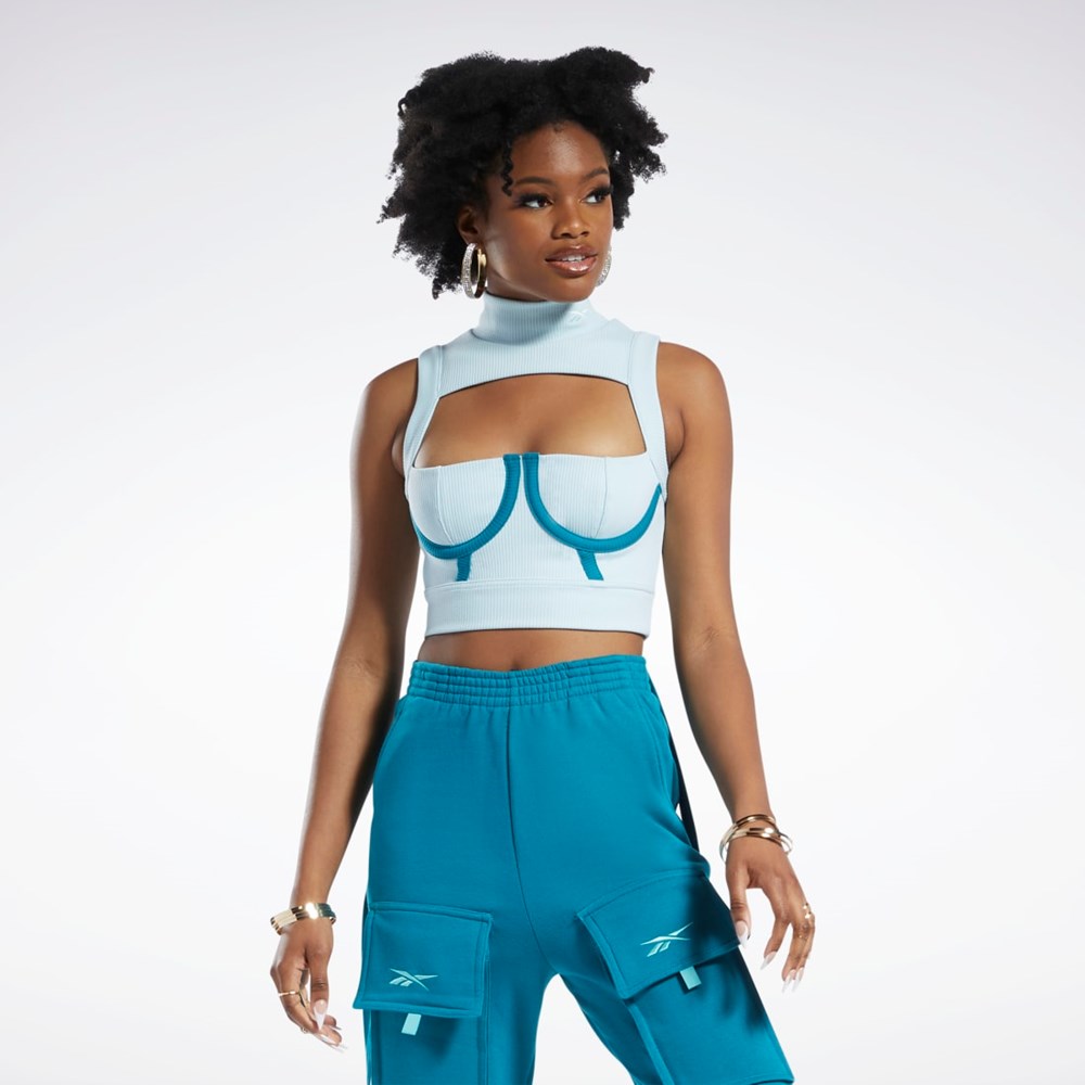 Whisper Blue / Seaport Teal Reebok Cardi B Crop Top | HS4312