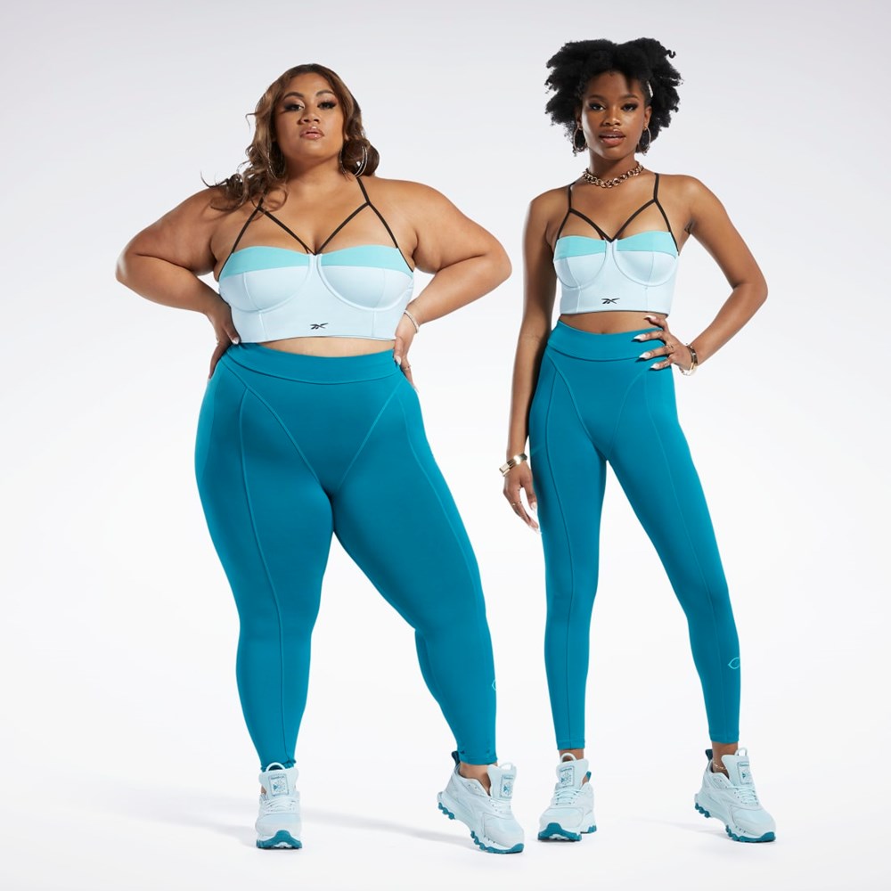 Whisper Blue / Turquoise Reebok Cardi B Bralette (Plus Size) | HS4289