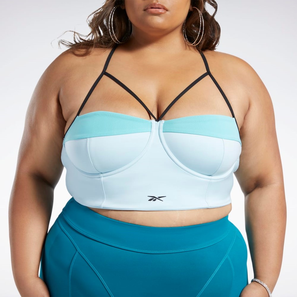 Whisper Blue / Turquoise Reebok Cardi B Bralette (Plus Size) | HS4289