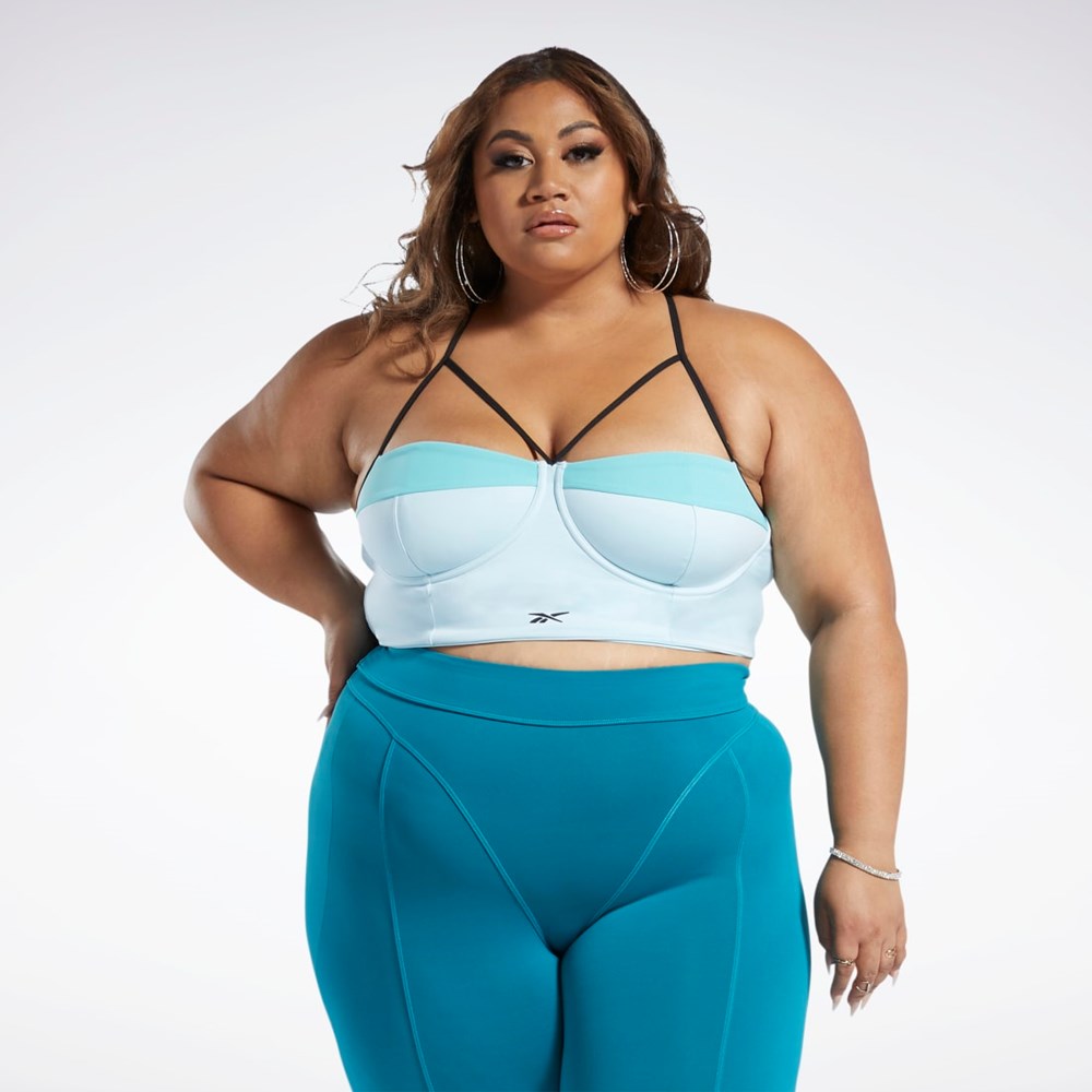 Whisper Blue / Turquoise Reebok Cardi B Bralette (Plus Size) | HS4289