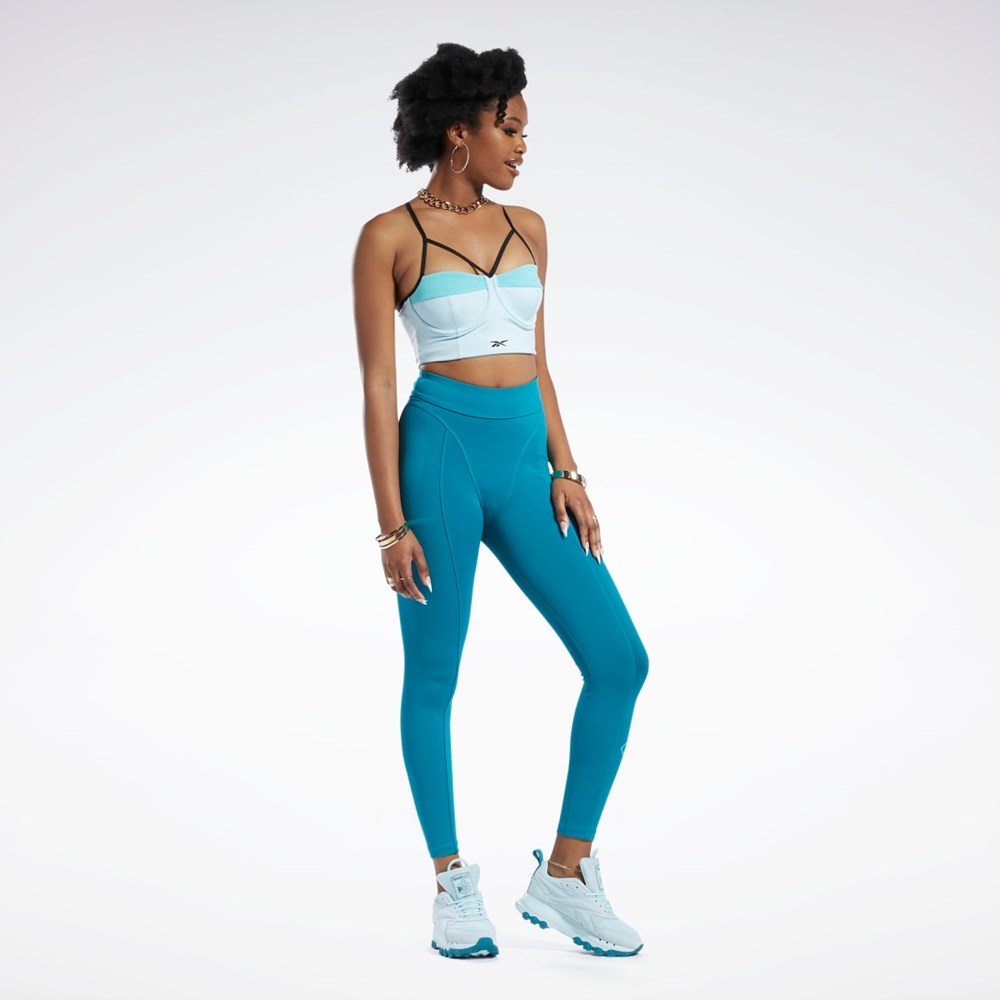 Whisper Blue / Turquoise Reebok Cardi B Bralette | HS4292