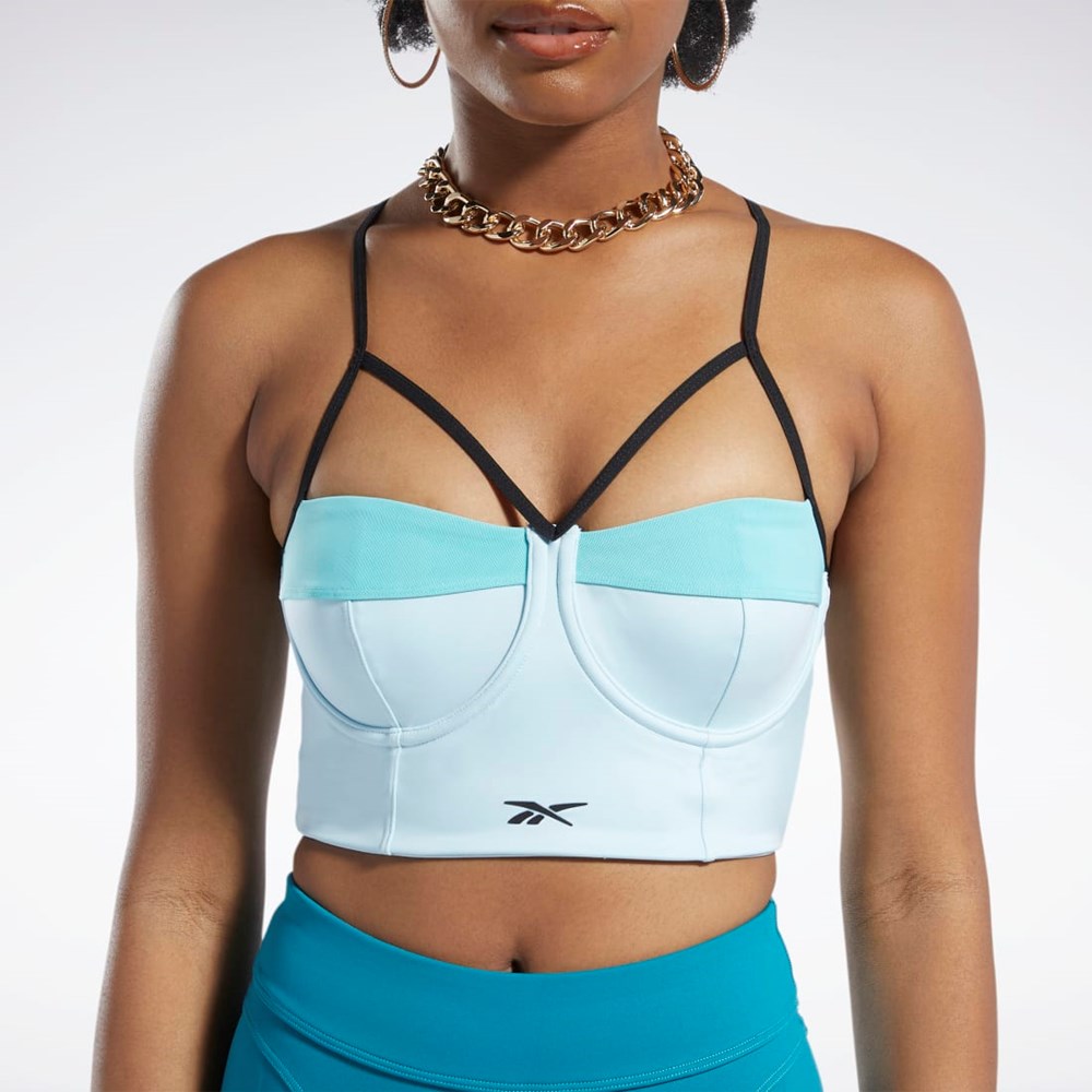 Whisper Blue / Turquoise Reebok Cardi B Bralette | HS4292