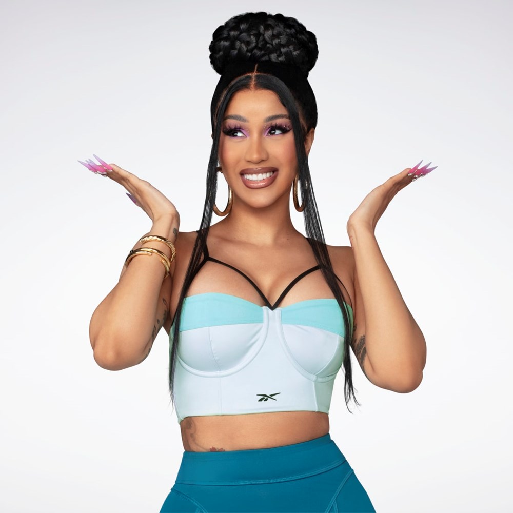 Whisper Blue / Turquoise Reebok Cardi B Bralette | HS4292