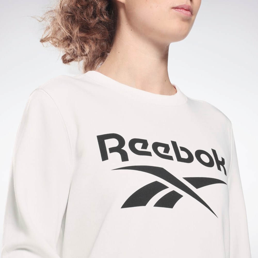 White / Black Reebok Reebok Identity Logo French Terry Crew Sweatshirt | HB2302