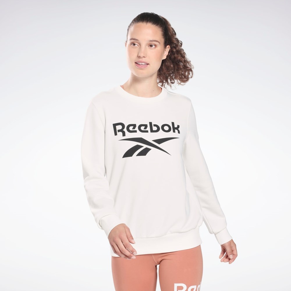 White / Black Reebok Reebok Identity Logo French Terry Crew Sweatshirt | HB2302