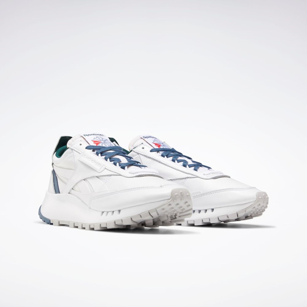 White / Brave Blue / Forest Green Reebok Classic Leather Legacy Shoes | FY7553