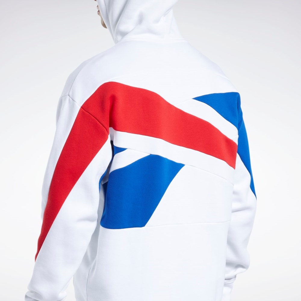 White Reebok Basketball Reebok DNA Back Vector Hoodie | HR8455