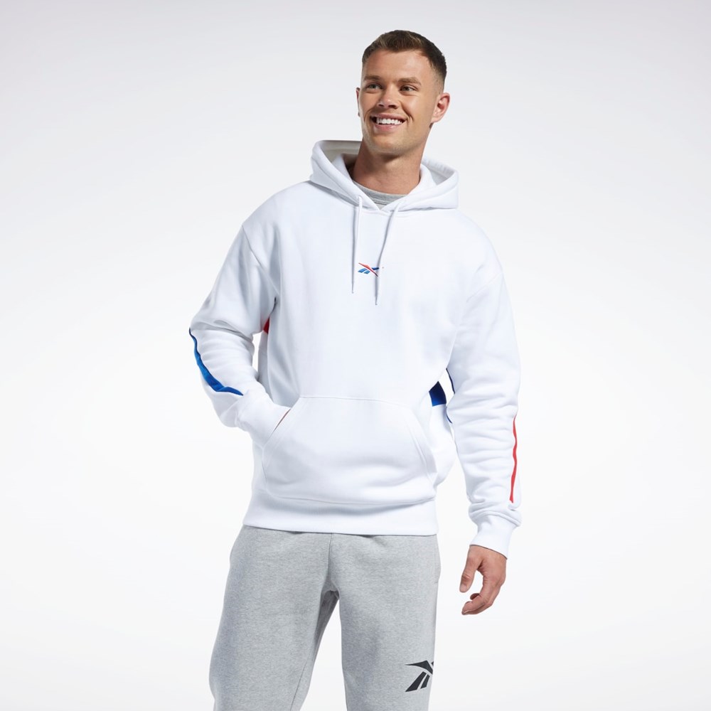 White Reebok Basketball Reebok DNA Back Vector Hoodie | HR8455