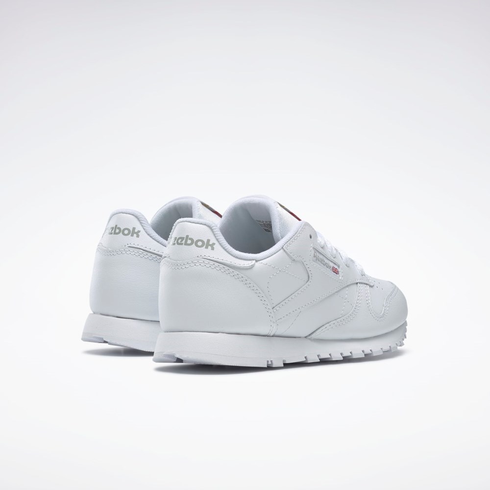 White Reebok Classic Leather Shoes - Preschool | 50172