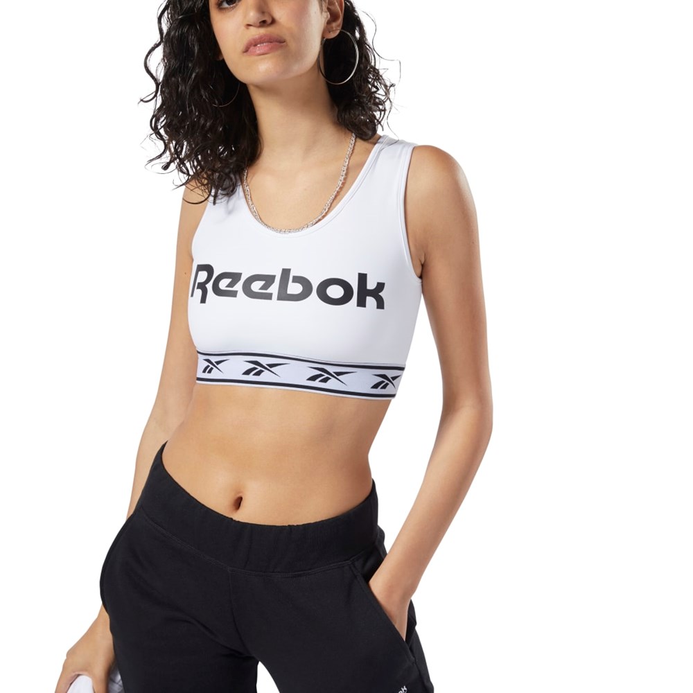 White Reebok Classics Vector Light-Impact Bra | EB5077