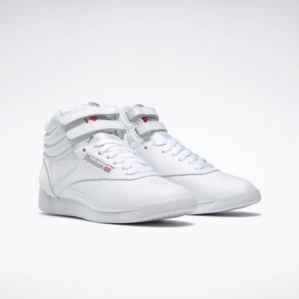 White Reebok Freestyle Hi Shoes | 2431