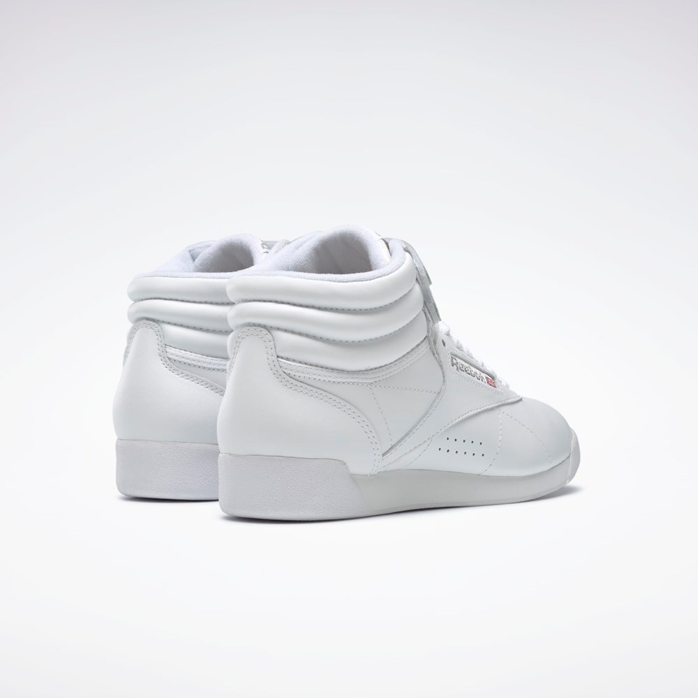 White Reebok Freestyle Hi Shoes | 2431